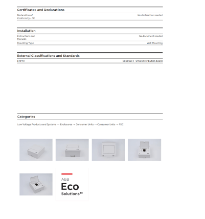 กล่องใส่เบรกเกอร์ 4 ช่อง ABB PSC104 Consumer Unit IEC IP40 Plastic Box & Cover_8